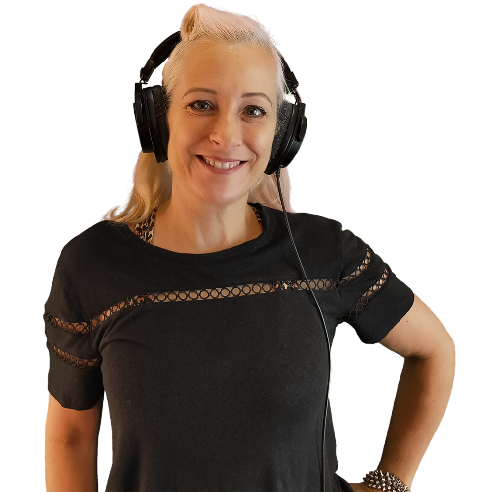 Robin Rogue, authentic Canadian voice over artist in studio